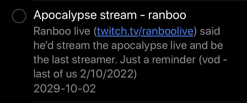 Can’t wait for the apocalypse stream 🥰🥰🥰🥰