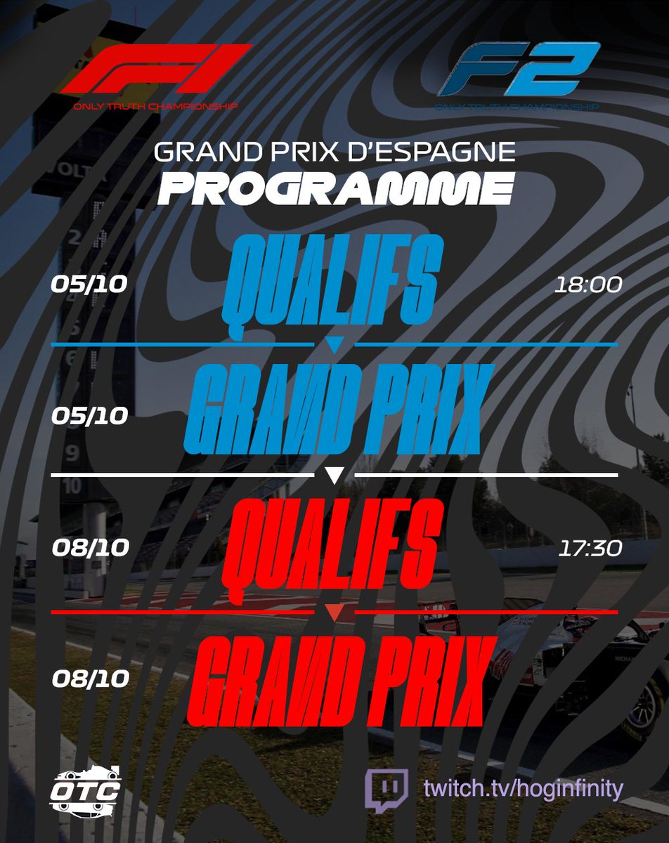 OnlytruthC's tweet photo. Après les victoires en France de Hils en F1, et Macé en F2, rendez vous mercredi 18h et samedi à 17h30 pour les Grands-Prix d'Espagne. 
https://t.co/peKlgmat01 https://t.co/OHwXPI3Kyt