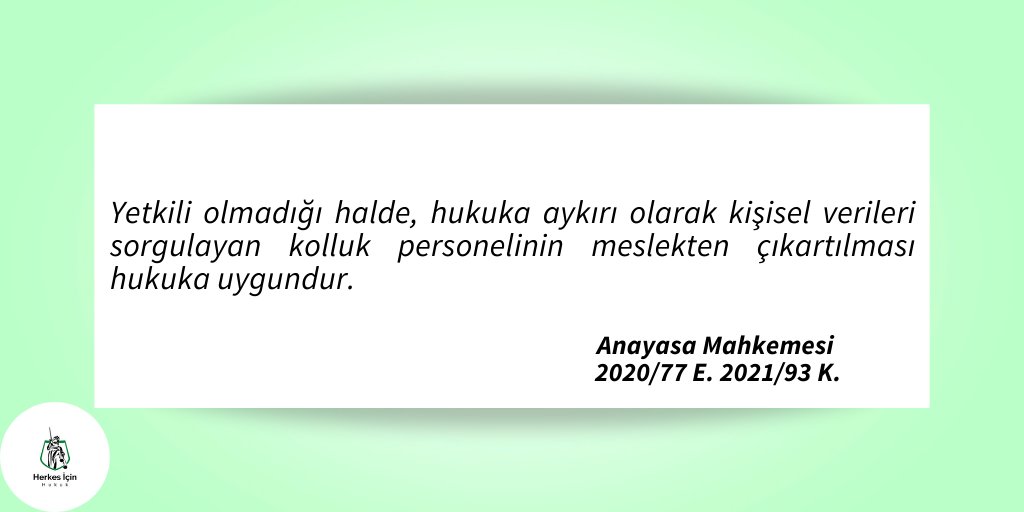 Yetkili olmadığı halde, hukuka aykırı olarak kişisel verileri sorgulayan kolluk personelinin meslekten çıkartılması hukuka uygundur. 
#Yargıtay #hukuk #karar