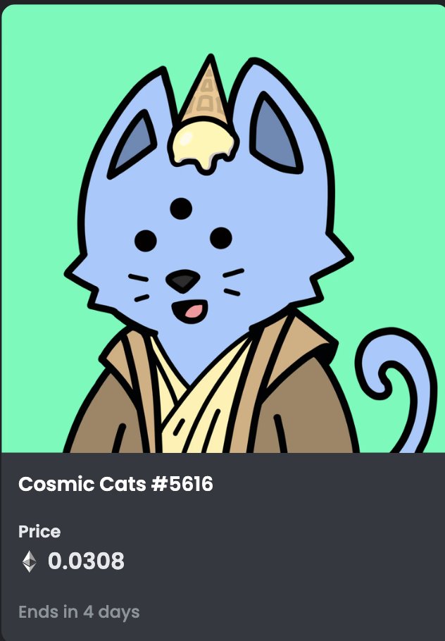 Hambotweets's tweet photo. Good afternoon @CosmicCats_ fam!

14 days until mutations!

Today's trait stats:

Aura Skin: (49/1698 listed)
Joint: (3/212 listed)
Dot Eyes: (4/222 listed)
Toga: (14/318 listed)

Hope everyone is having a relaxing weekend, fun things coming this week

#getcosmic #cosmiccats https://t.co/wj3h7jo4qQ