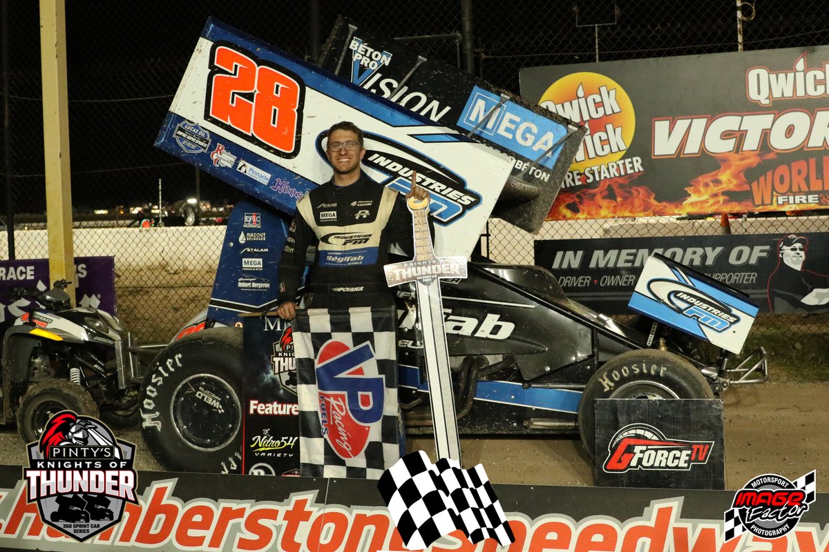 KoTSprints's tweet photo. Jordan Poirier was the winner for the seventh time in eight Humberstone Speedway starts, while Mitch Brown clinched his first @Pintysfoods #KnightsOfThunder championship on Saturday. Get all the info with our recap and statistical report: https://t.co/9mQv9bC0nr