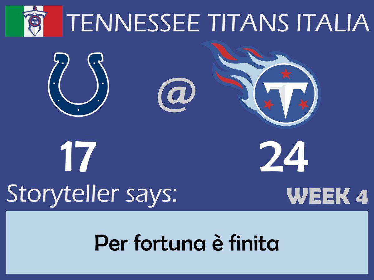 TitansIt's tweet photo. Week4 Another W for our @Titans against @Colts #TennesseeTitans #Titans #GoTitans #TitanUp #NFL #AFC #NFLItalia #TitansItalia #afcsouth #TwoToneBlue #TwoToneBluenation #afcsouth https://t.co/kYVeBCjdGS