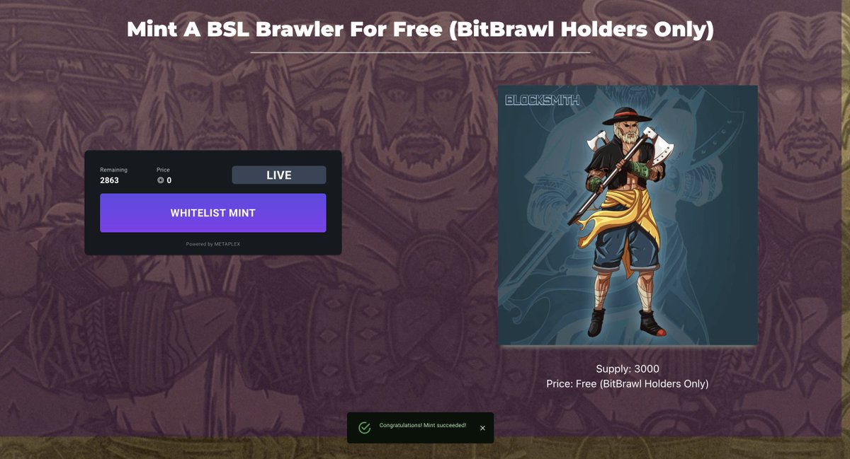 brawlailayer's tweet photo. BSL Skin Mint Is Live!

FREE for BitBrawl holders.

https://t.co/JceNKeGHnu https://t.co/UyXEOxWiVO