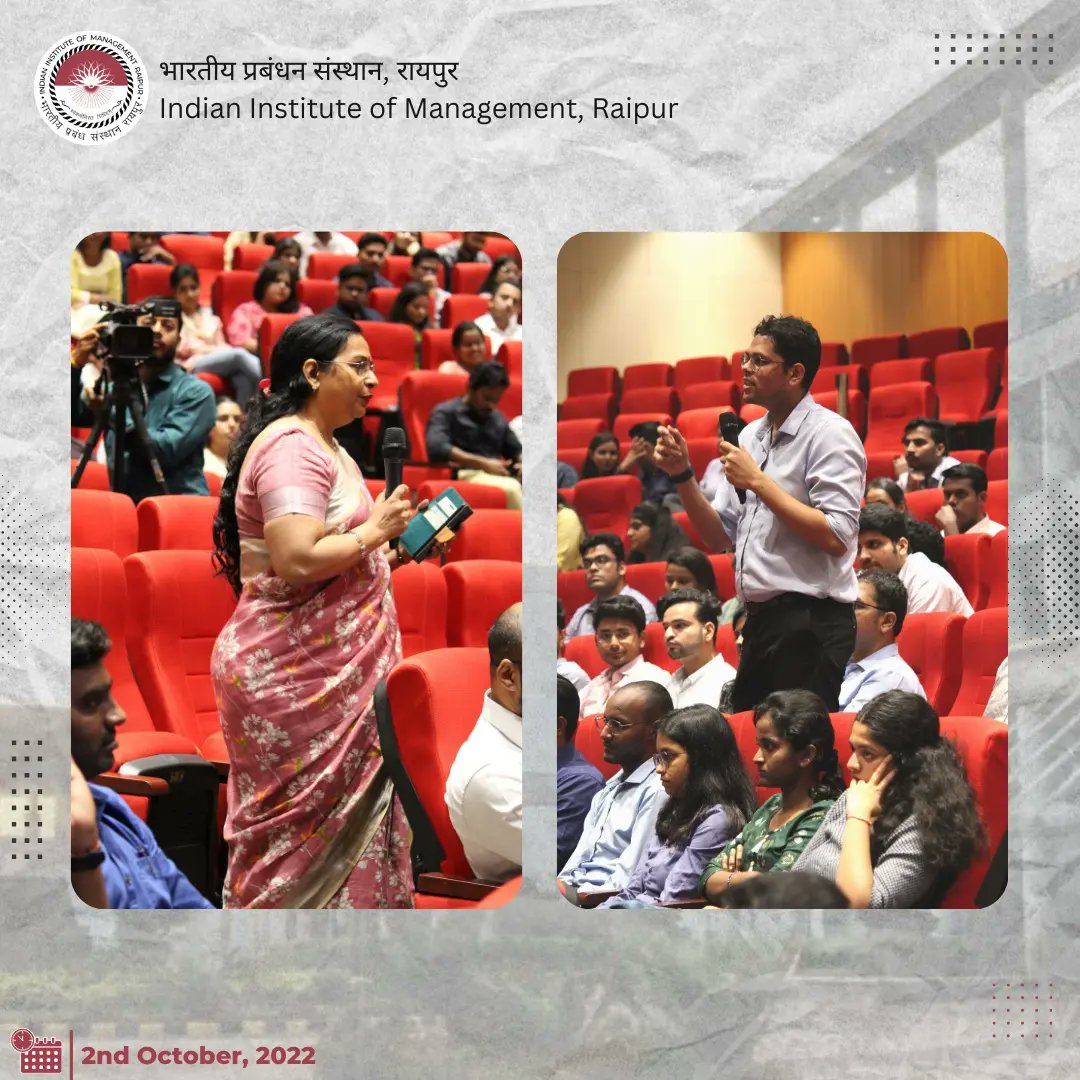 iimraipur's tweet photo. IIM Raipur was glad to host its first ever edition of Gyan Varsha presenting घी: Rockstars of India with (add tags)
Stay tuned for the second edition!
#iim #iimraipur #bschool #mba #mbalife #gyanvarsha #makingindiabetter #rockstarsofindia https://t.co/rxesBVrGRW