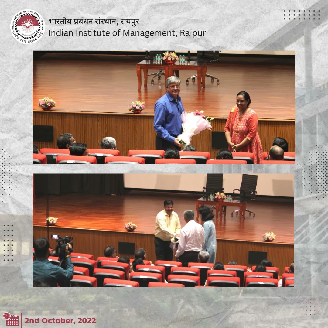 iimraipur's tweet photo. IIM Raipur was glad to host its first ever edition of Gyan Varsha presenting घी: Rockstars of India with (add tags)
Stay tuned for the second edition!
#iim #iimraipur #bschool #mba #mbalife #gyanvarsha #makingindiabetter #rockstarsofindia https://t.co/rxesBVrGRW