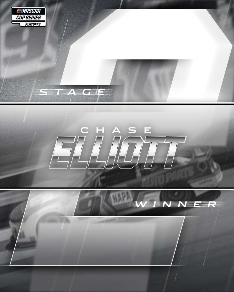 NASCAR's tweet photo. STAGE WINNER: @chaseelliott makes a late move on @KyleLarsonRacin to pick up a key #NASCARPlayoffs point! https://t.co/J8xeDKuOv5