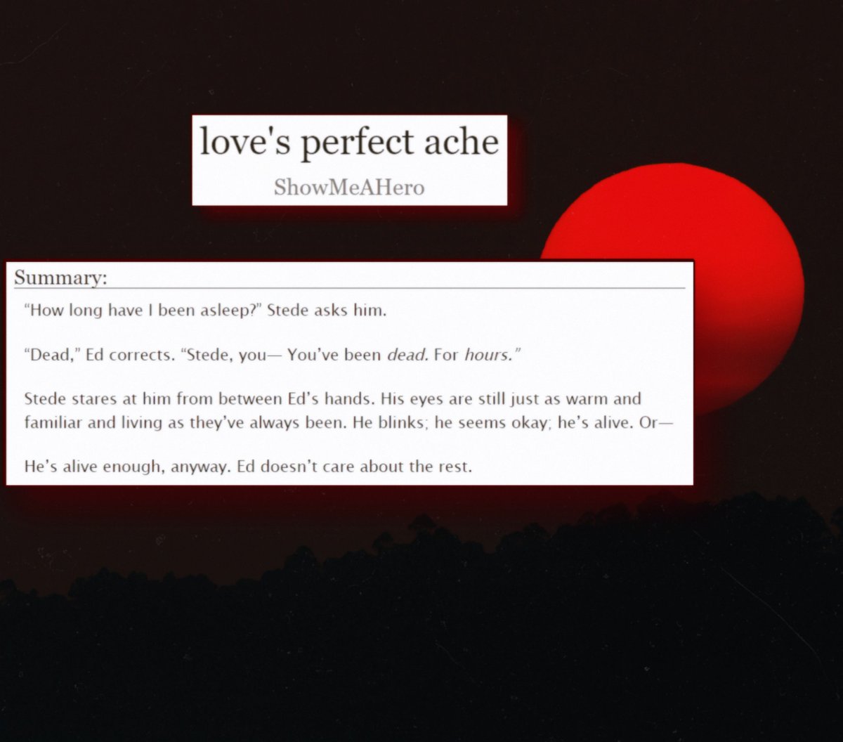 nicole__mello's tweet photo. it's official! it's here! it's (un)alive!

my #ofmdbb2022 post is on tumblr, so i can finally share!

just in time for spooky season is my big bang, LOVE'S PERFECT ACHE, a story about love, loss, &amp; choosing forever with the person you'd die without 🧛‍♂️❤️🧛‍♂️

https://t.co/KzblzX2KTR https://t.co/55EpaxYSr9