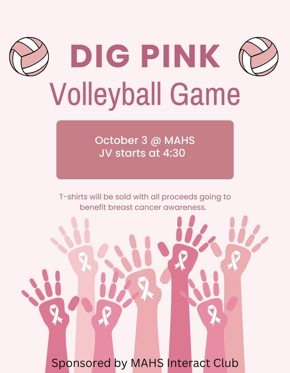 GraniteBears's tweet photo. Oct is BREAST CANCER AWARENESS MONTH 🎀 @GraniteBears 🏐 to host @ES_Athletics this Monday DIG PINK MATCH w/JV at 4:30, V to follow; Shirts for sale $15, come out &amp; support!! GO 🐻@MACSchools @granitesquad @MrCoryLeeSmith @Krystal_Tyndall https://t.co/wbZBd6MVjD