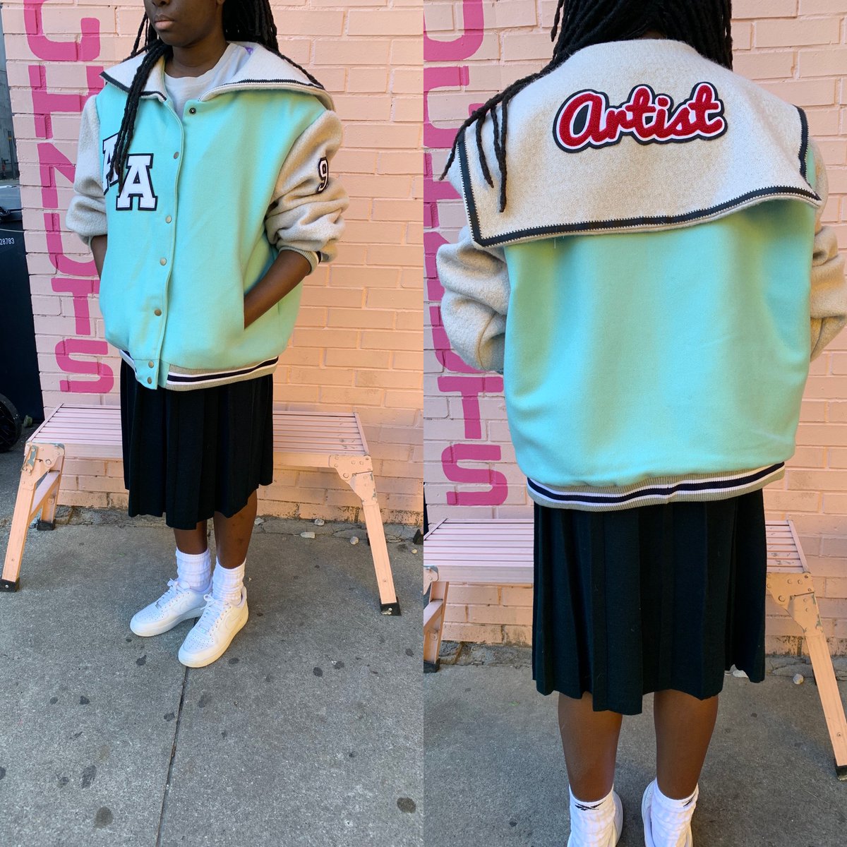 rajieee_'s tweet photo. my mom made me a varsity jacket 💖 https://t.co/cQTc55TabN