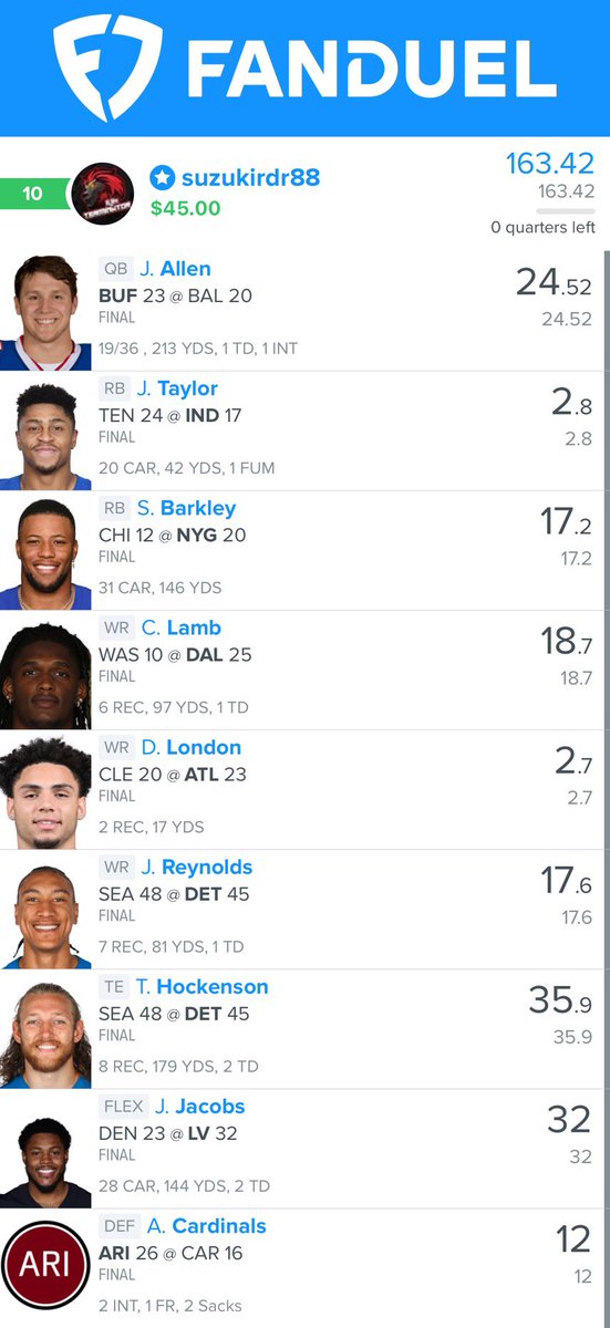 🏈🏆#AllianceNFL WEEK 4 WIN 🏆🏈

🏈 DK Cash Finishes Top 10%

🏈 FD CASH Top 5% ✅

🏈 3-1 on both sites w/ 3 Top 5-10% Ws

🏈 3 Seasons straight O75% win rate💰

To join the Alliance NFL Team👇🏼
tinyurl.com/AAmonthly

🚨 Join our FREE Discord  - link in bio!