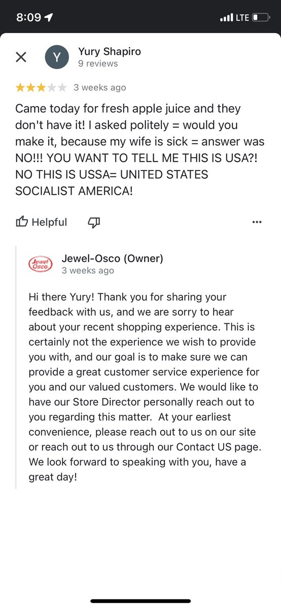 I decided to check the reviews for a local grocery store in my home town