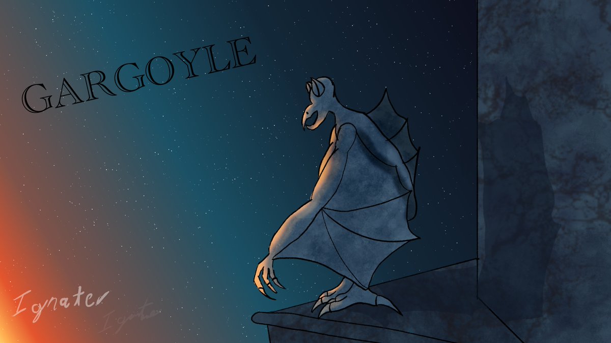 Ignater_2000's tweet photo. #inktober2022 #InkToberDay1 #gargoyle #digitalart https://t.co/sNfoMUZh2e