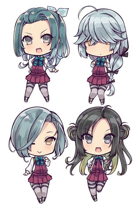 夕雲型オンリー用近年実装組をとりあえず4人描けた…!あとは秋霜と岸波の予定です。 #主力オブ主力 