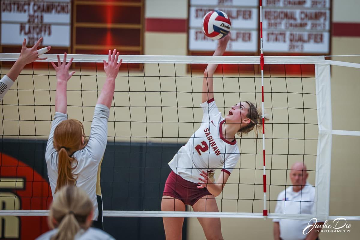 Gosset41's tweet photo. HAVE YOURSELF A DAY! 

Saginaw senior Caroline Bacon put in a triple double with 34 assists 11 digs and 10 kills as the Rough Riders beat WF Rider 3-1 on Friday night 

📸 @JackieDee_Photo https://t.co/p9kJVQ1dEQ