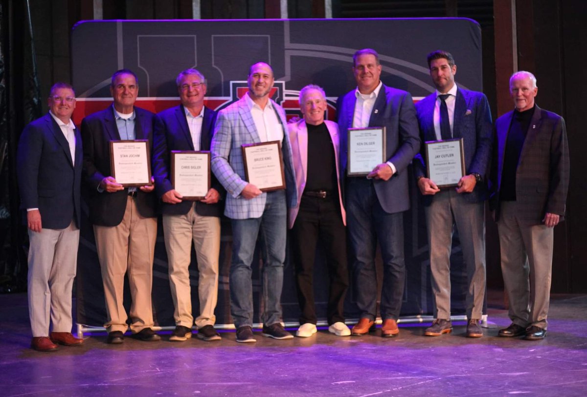 perfdelight's tweet photo. Photos from the Hall of Fame Induction Ceremony.  Congrats Bruce King, Stan Jochim, Ken Dilger, Jay Cutler and Chris Sigler #PatriotPride
https://t.co/GmumM2YGsH https://t.co/ZrlAuvD1AU