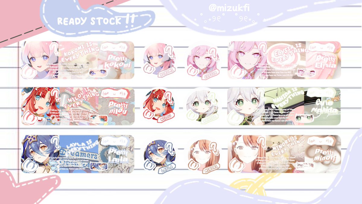Boleh bantu rt? thank youu! 
Haloo!! aku ada layout moodboard deco 2D 5k/each READY STOCK. dapet ava png only &amp; aku open req juga! kalau tertarik bisa langsung DM yaa ✨
💸payment via DANA, spay &amp; QRiS

t. leot genshin impact honkai prsk
#zonauang #zonaba #zonajajan