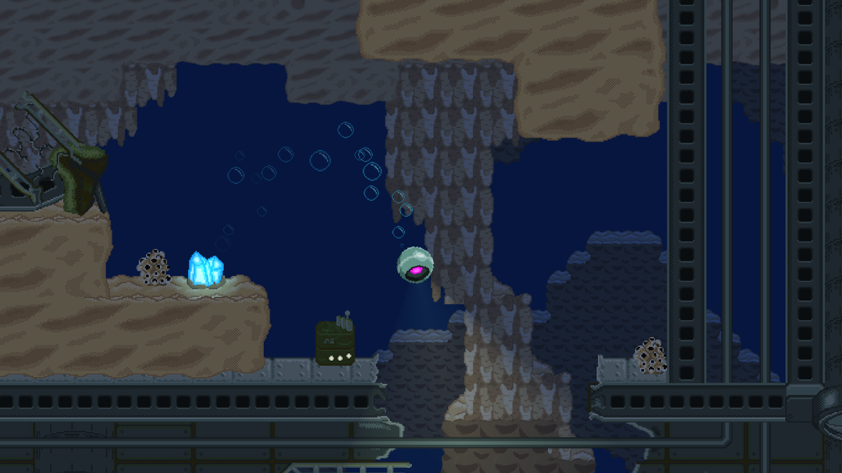 WallyDogGames's tweet photo. With a Day 2 prompt of "Sphere", can't help but make a small plug for Project O.R.B, which stars a small spherical robot exploring a mysterious underwater world. 

So if you haven't gotten enough Sphere-based content today, check it out at https://t.co/lRVCGXEpVD

#pixeltober2022 https://t.co/YXYFMWm4wE