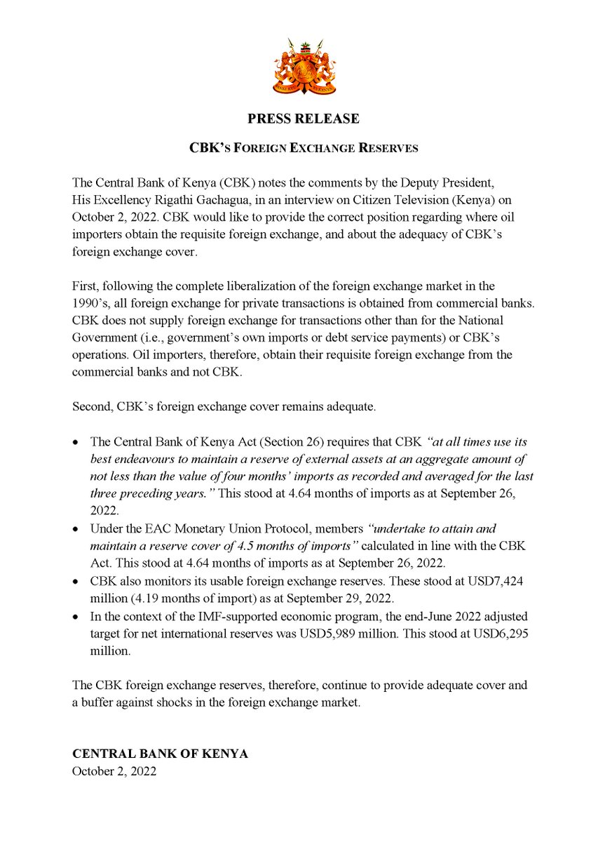 Central Bank of Kenya tweet media