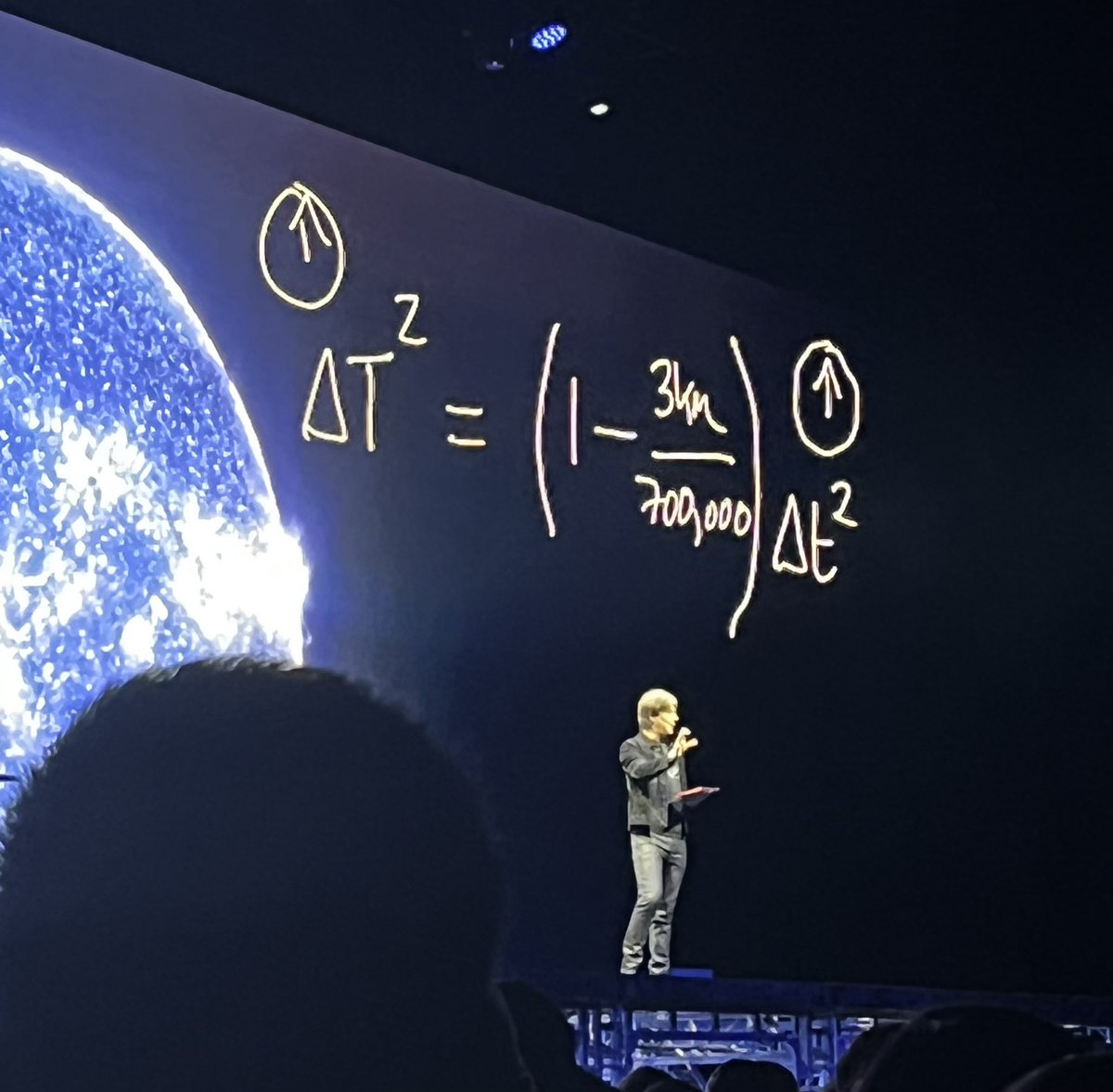 Baker_GCC's tweet photo. Fascinating explanations of mathematical equations to explain aspects of cosmology by @ProfBrianCox. Real life examples of how our pupils can contribute to science @STEMglasgow @mathsweekscot #mathsincontext https://t.co/uaxFv9helP