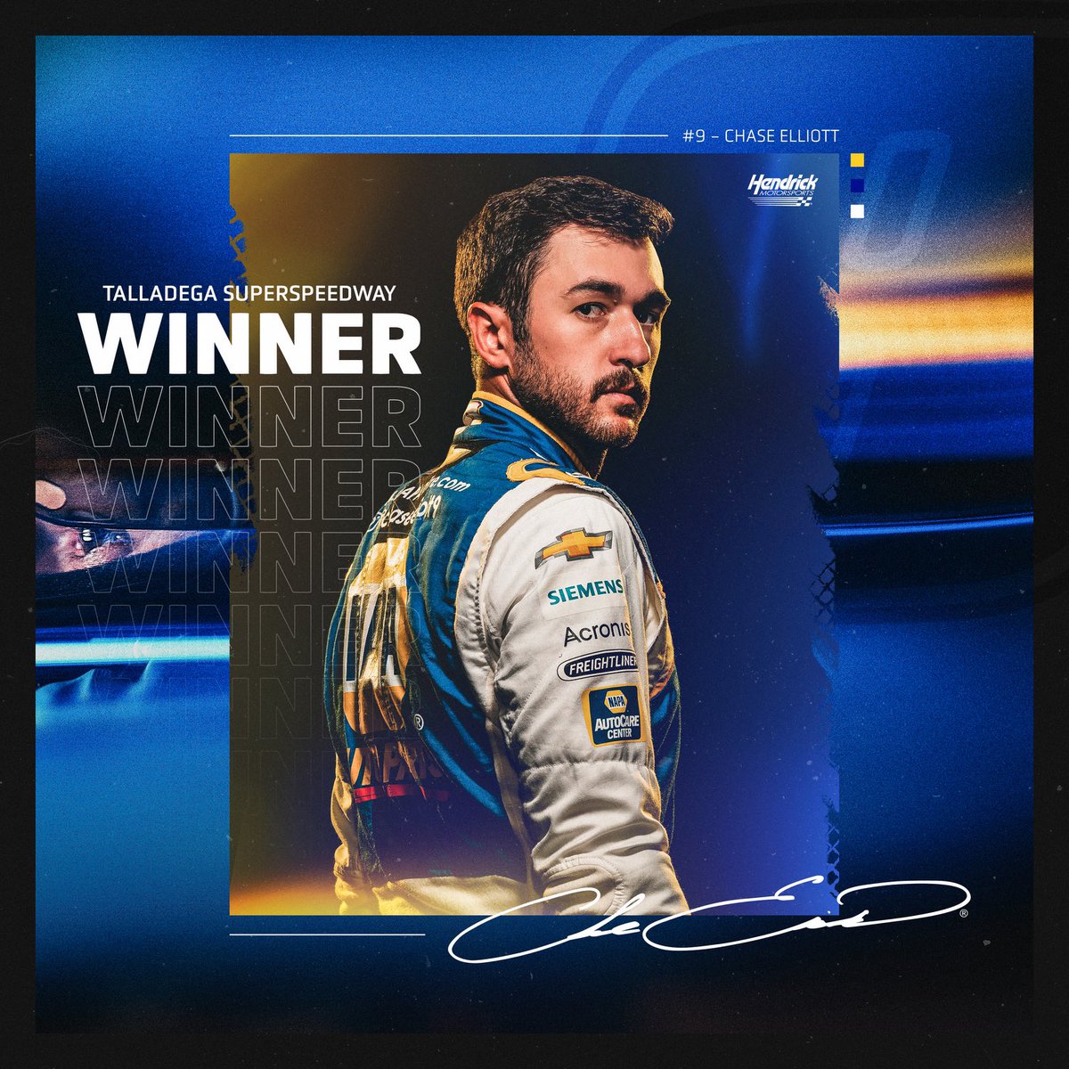 TeamHendrick's tweet photo. Big day in ‘Dega for Chase Elliott! #NASCARplayoffs https://t.co/7aVBcm6Lrv
