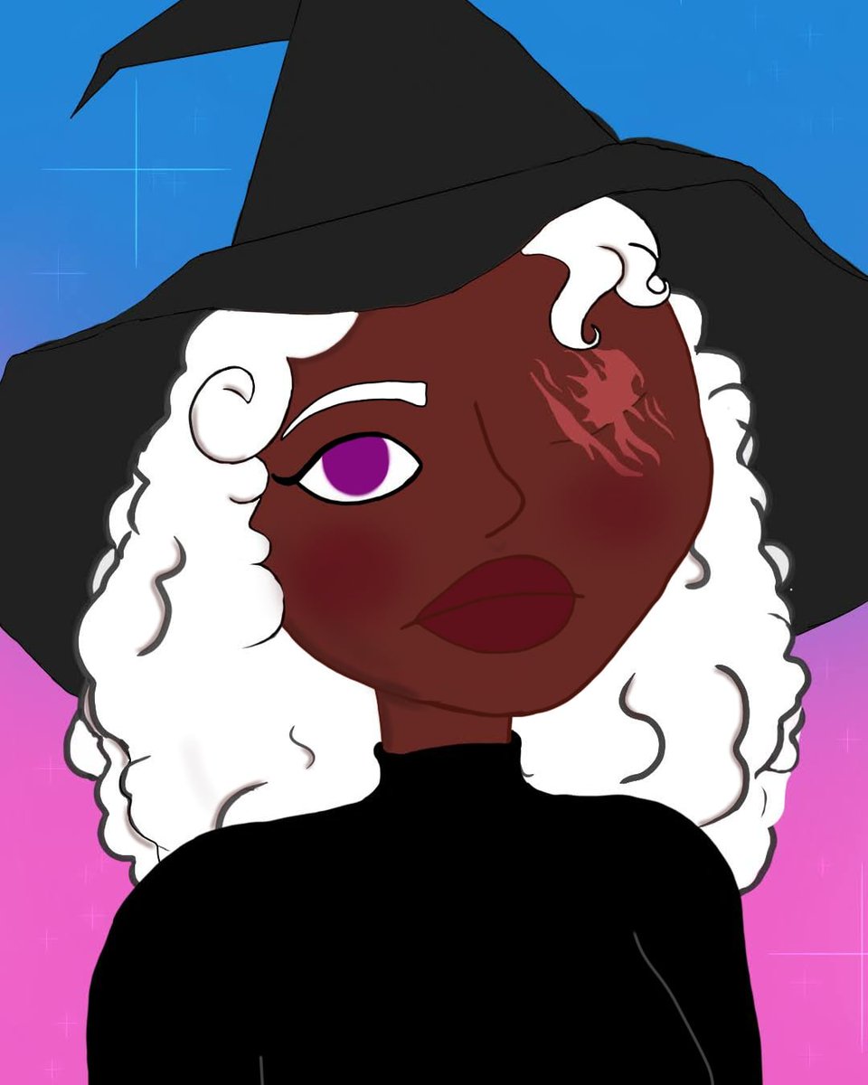 Here's my witch 🧙🏾‍♀️
•
•
•
#art  #drawing #explorepage #digitalart #purple #blue #pink #blackart #blackartist #artchallenge #drawingwhileblack #witchart #witchyaesthetic #artaesthetic #like