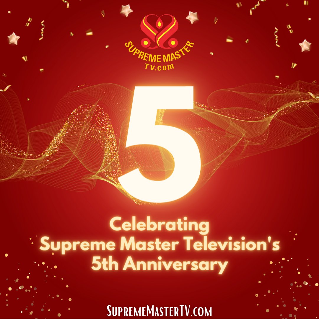 SupremeMasterTV's tweet photo. 🎈Happy 5th Anniversary of Supreme Master Television - A Positive Network of Peace, Love, and Veganism
And many more years to come! Hurray ✨️🎉
🌿 Be Vegan, Make Peace 🕊
https://t.co/w28GNylE8A
#SupremeMasterTV #TVNetwork #Veganism #HappyAnniversary #PlantBasedNetwork https://t.co/3mlFaBeZgq