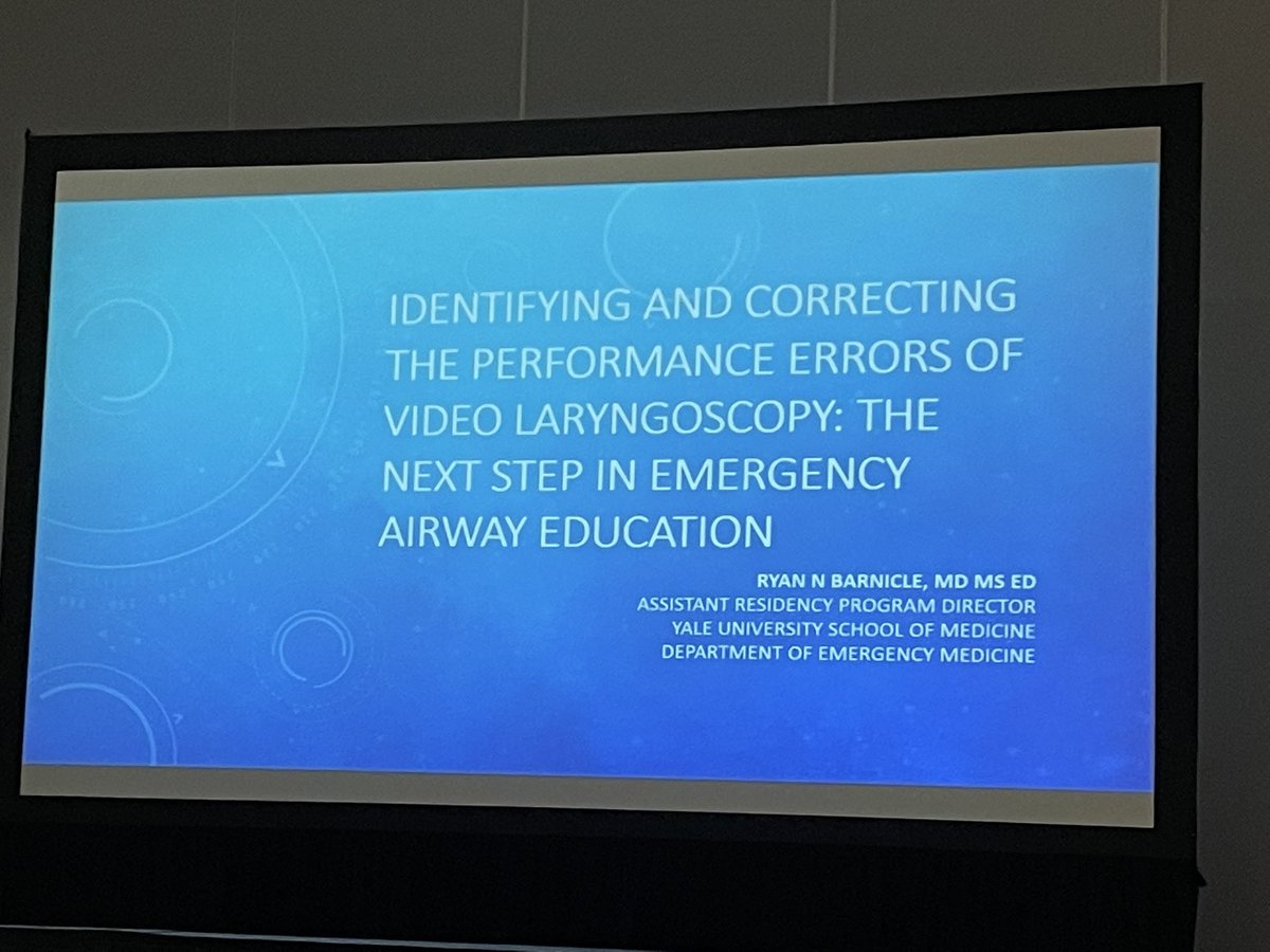 Dr. Ryan Barnicle <a href="/yaleem2/">YaleEM</a> presents his Rising Stars talk on identifying and correcting errors in video laryngoscopy #ACEP22 <a href="/acepccmsection/">ACEP CCM Section</a> #EMCCM