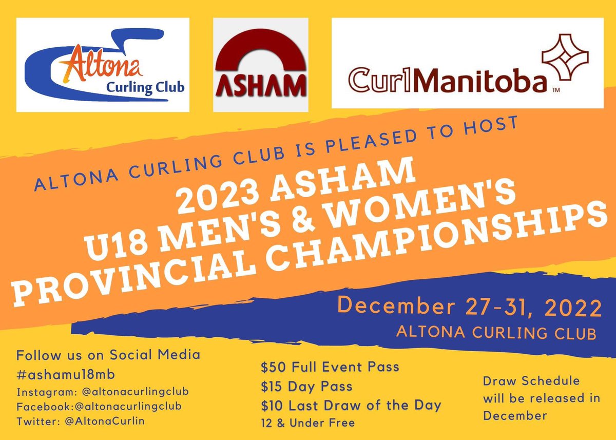 We’re excited to host the first Curling Provincials for the 2023 season. Who’s coming?
#ashamu18mb
<a href="/AshamCurling/">ASHAM</a> 
<a href="/curlmanitoba/">CurlManitoba</a>