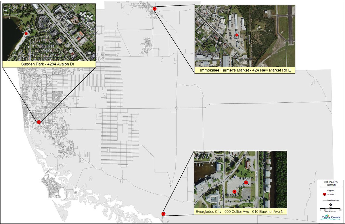 CollierGov's tweet photo. We have opened 3 points of distribution for MREs. Water and Ice:

Sugden Reginal Park- 4284 Avalon Cr, Naples
Everglades City - 609 Collier Ave./610 Buckner Ave N
State Farmers Market- 424 New Market Rd E, Immokalee

For any questions, call 311 or (239) 252-8999 #CollierCounty https://t.co/2CHxm29h7t