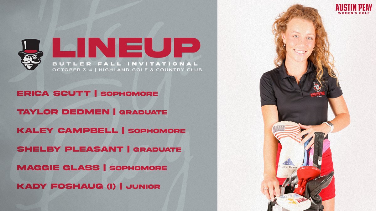 The Govs are on the road with a title to defend at the Butler Fall Invitational. 🎩⛳️

📍 Highland Golf &amp; Country Club
🗞️ --> bit.ly/3Srr1eK
📊 --> bit.ly/3ybmZPv

#LetsGoPeay