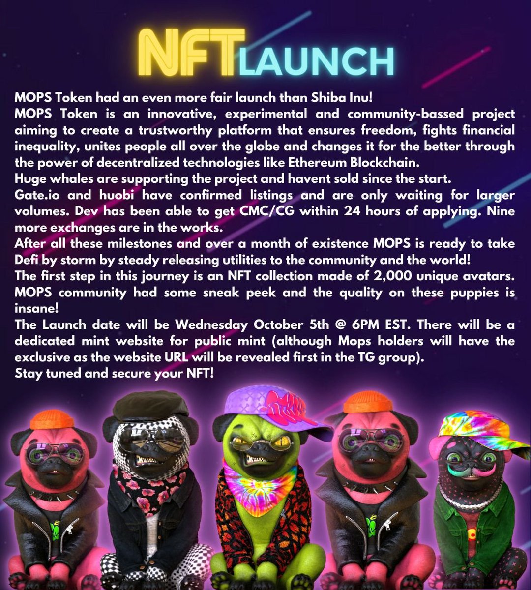 Mopscoin's tweet image. $Mops #MopsToken #NFT #NFTLaunch