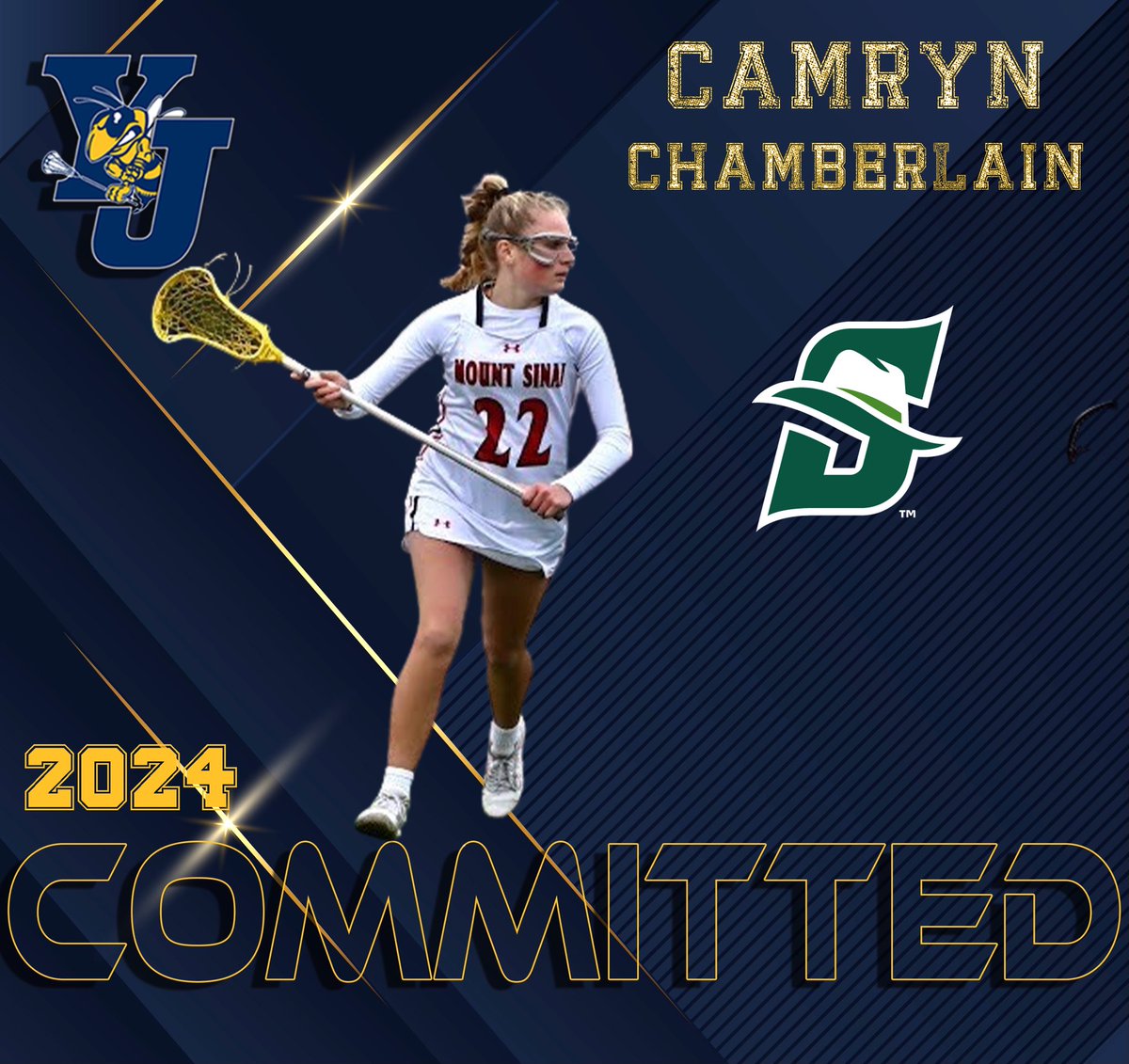 Congrats to Camryn Chamberlain on her commitment to <a href="/StetsonLacrosse/">Stetson Lacrosse</a> <a href="/MtSinaiLax/">Peter Van Middelem</a> <a href="/lilaxjournal/">@lilaxjournal</a> <a href="/BackOfTheCage/">BackOfTheCAGE.com</a> <a href="/yj_2024Ramos/">YJ 2024 Ramos</a> ❤️🐝#Attack #MtSinai #YJClass2024
