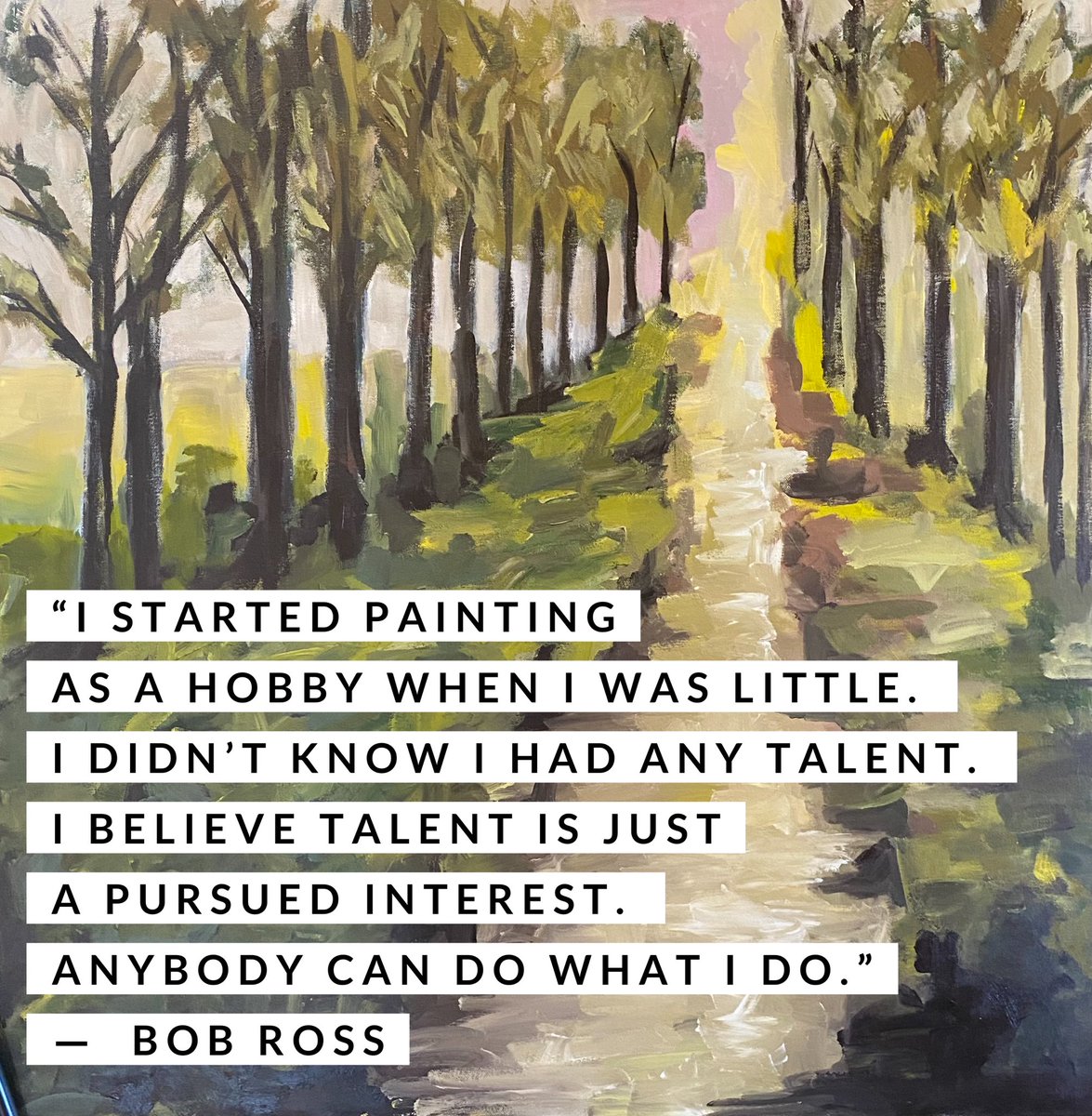 MichelleOnCanvs's tweet photo. “I started painting as a hobby when I was little. I didn’t know I had any talent. I believe talent is just a pursued interest. Anybody can do what I do.” #BobRoss. #MakeArtEveryday #AcrylicPainting #Painting #AbstractArt #ArtForSale #MichelleOnCanvas #ScarafileWallaceGallery https://t.co/XUXPHiIY32
