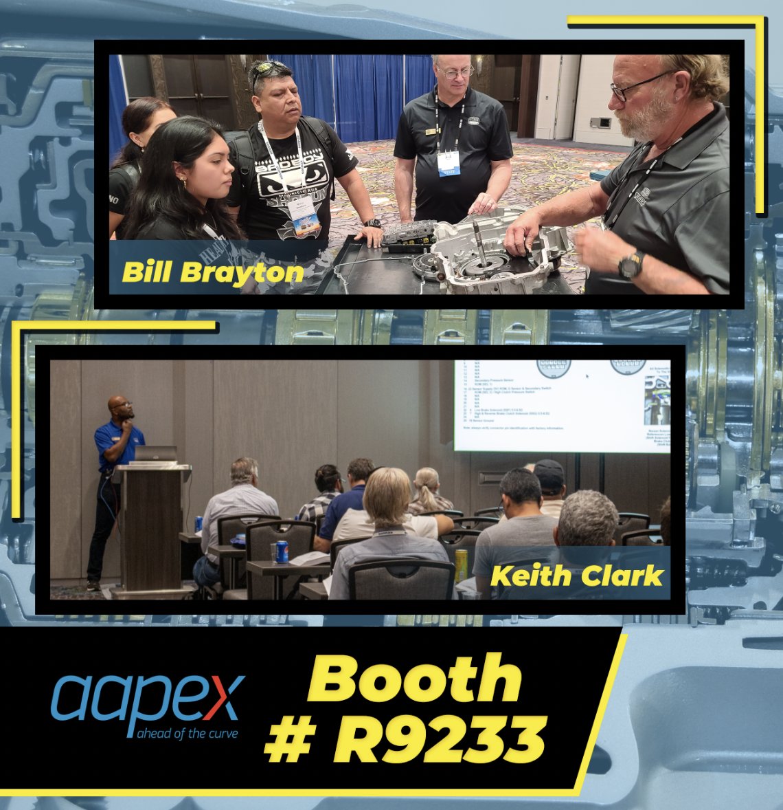 ATRAHQ's tweet photo. We’ll be at this year’s AAPEX show in Las Vegas Nov 1-3! Join Bill Brayton and Keith Clark for demonstrations at Booth #R9233 #atra #transmissionrebuilders #automatictransmissions #aapex2022 https://t.co/TAZ3OIfRuK