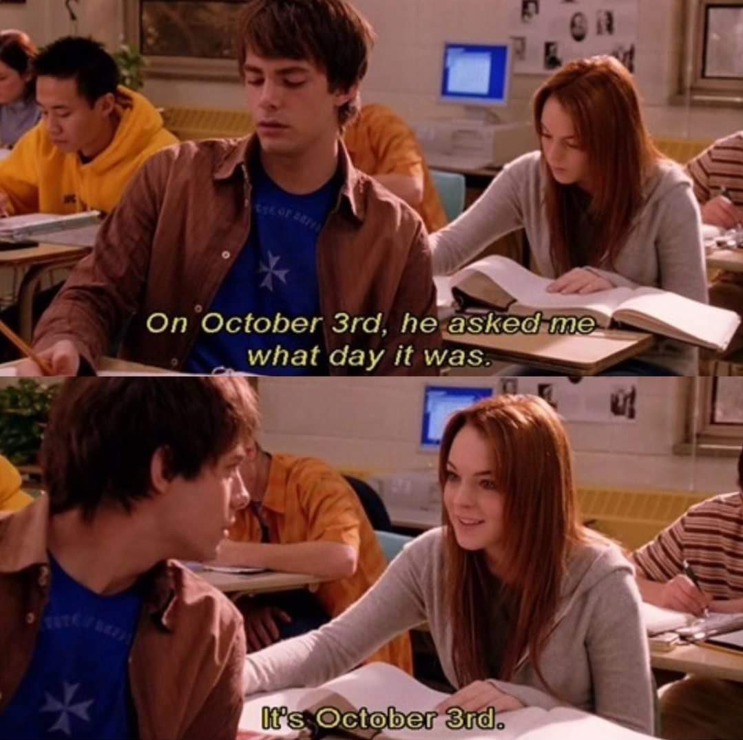 shotbystefano's tweet photo. its october 3rd #meangirls ♡ https://t.co/dATC0prnsq