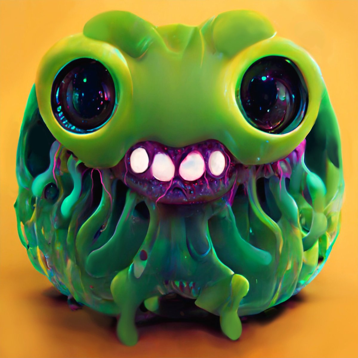 SCHLERP SCHLORP! #jellies #nft #aliens #creatures #procreate #art #glerp #green #eyes #jellyfish #wtf #NFTartists #KimKardashian