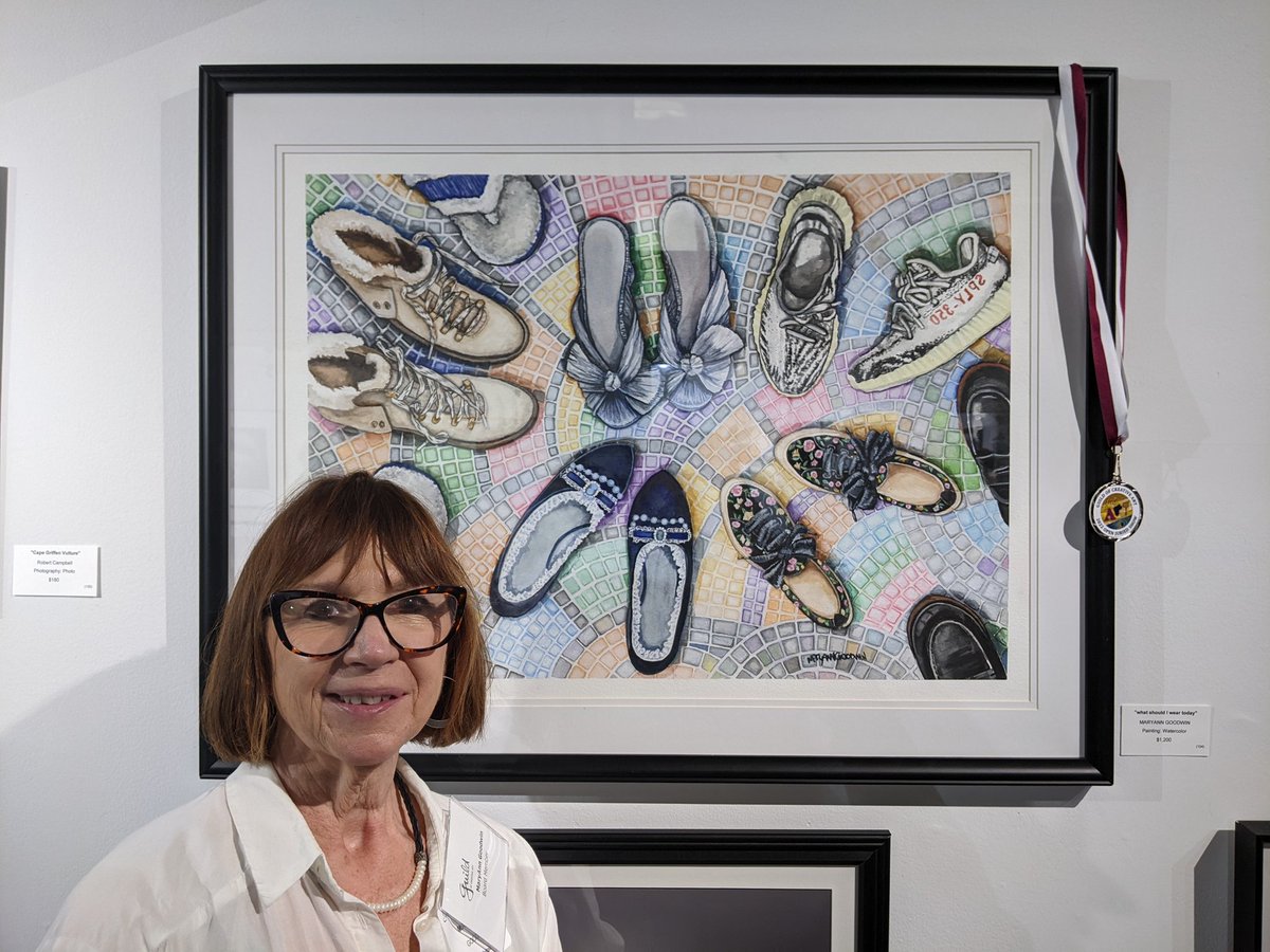 Goodwinarts's tweet photo. Thank you The Guild of Creative Arts for the Tom Wilczewski Memorial Award for Watercolor in their 30th Annual Open Juried Showfor "What Should I Wear Today."#njwc #njartist #gswc #watercolor #Watercolourpainting https://t.co/ACxtQPcJ0f