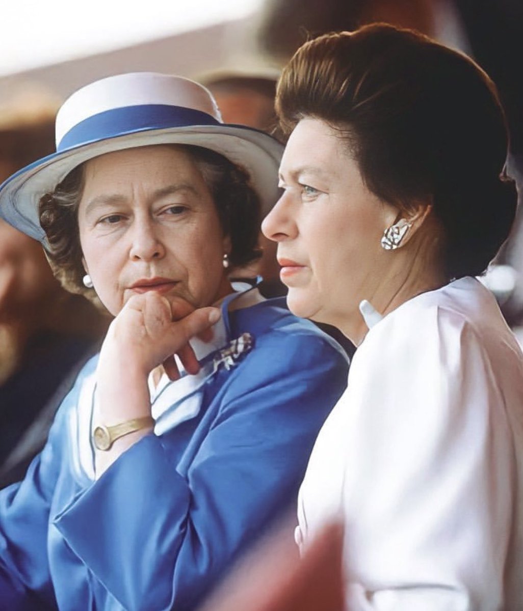Queen Elizabeth II and her sister Princess Margaret in 1988. 

#TheQueen #QueenElizabeth #PrincessMargaret