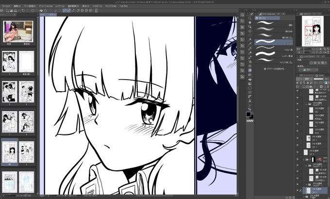 おはようございます!
DL新作進捗。
地道にペン入れ。 