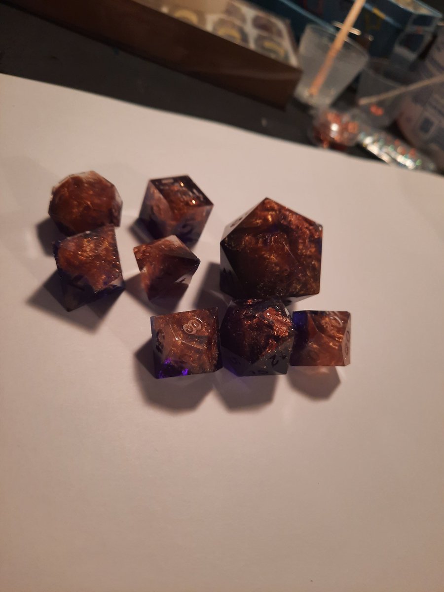 Deadderson's tweet photo. Yessss, fresh space dice for @OdmWrites, based on the Carina Nebula! #handmadedice https://t.co/KiRvoQY9Vu