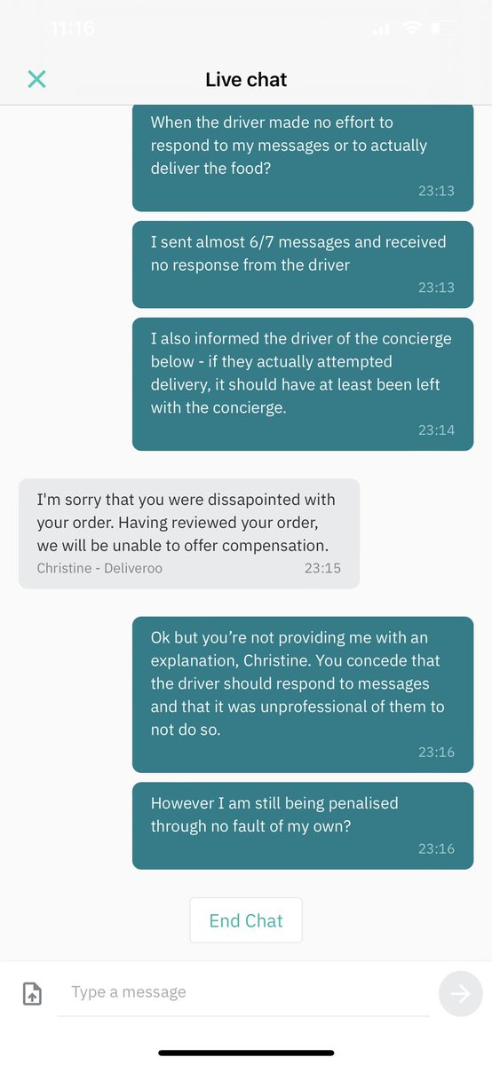 deetz95's tweet photo. @DeliverooHelp @Deliveroo @WillShuRoo your customer service is awful and has no standards or ethics. SO fed up with this. This is the shit you deal with even if you’re a loyal customer with deliveroo plus &amp; multiple orders. https://t.co/RQTVTtNl31
