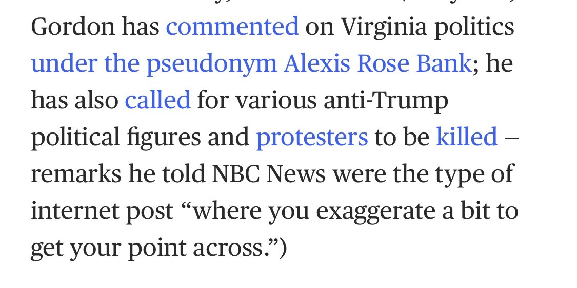 jamieann202's tweet photo. @v_theclash Let’s not forget NBC News reports David Gordon, who is the Virginia Project calls for political adversaries to be killed. https://t.co/s3XR91G3Kw