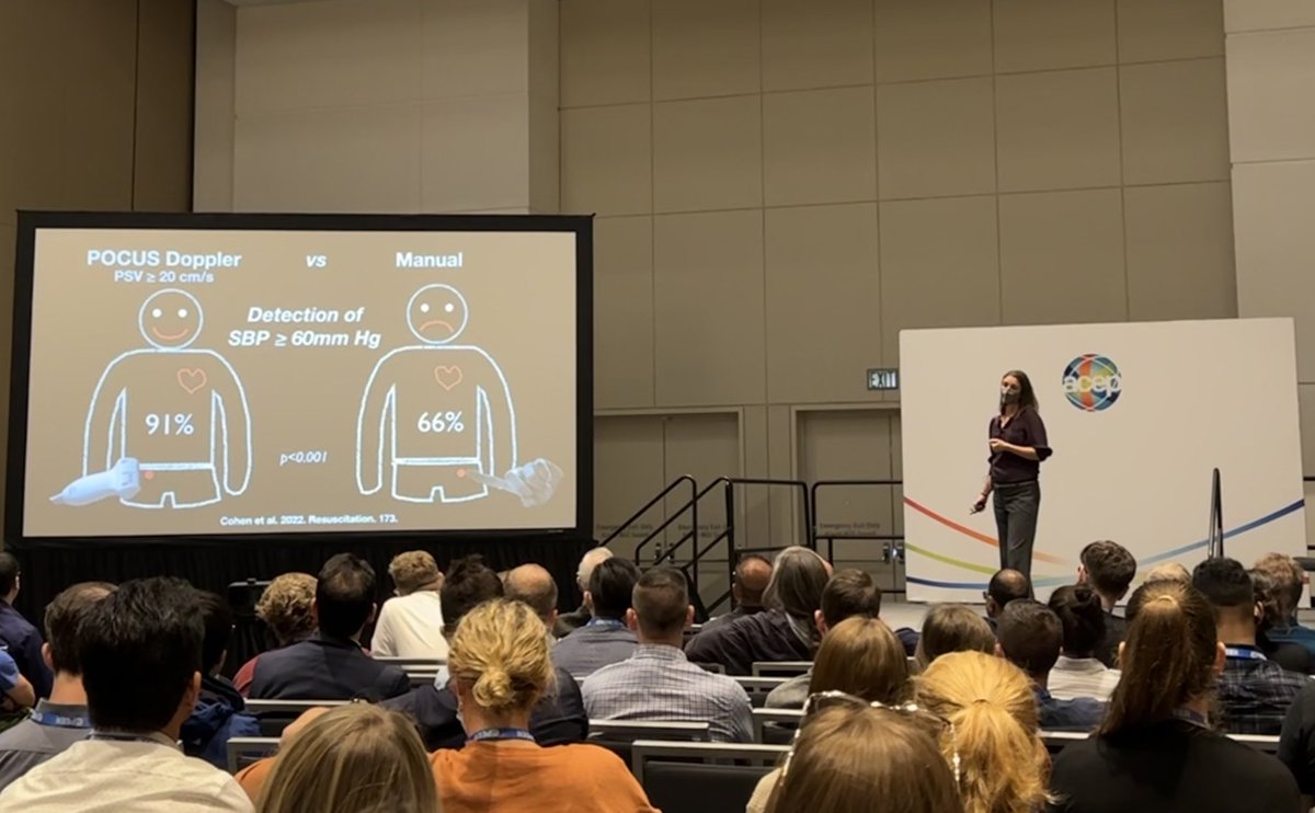 Full house at <a href="/Ma_Gel_N/">Jennifer Carnell</a>’s ultrasound guided ACLS resuscitation #Acep2022 #POCUS <a href="/BCMEmergencyMed/">BCM_EmergencyMed</a>