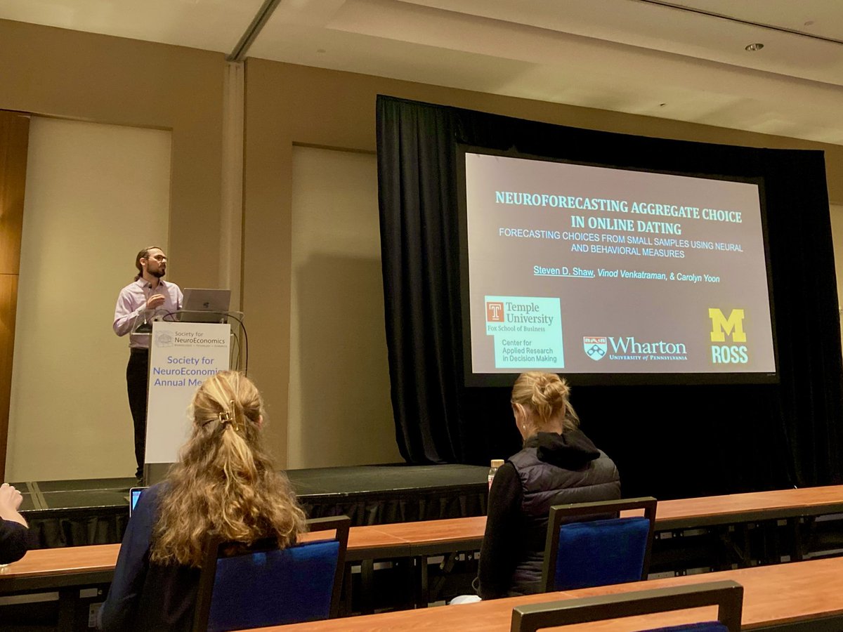 cogsurrender's tweet photo. Had a blast giving 2 (very different) talks at #SNE2022 and the Consumer Neuro Symposium in DC! 

1. Biological age epigenetic clocks @gidin &amp; @RemiDav 
2. Neuroforecasting online dating @vinod_venk &amp; @CarolynYoon 

Great to be back in person with everyone!

@SocforNeuroecon https://t.co/3seKbUCy9q