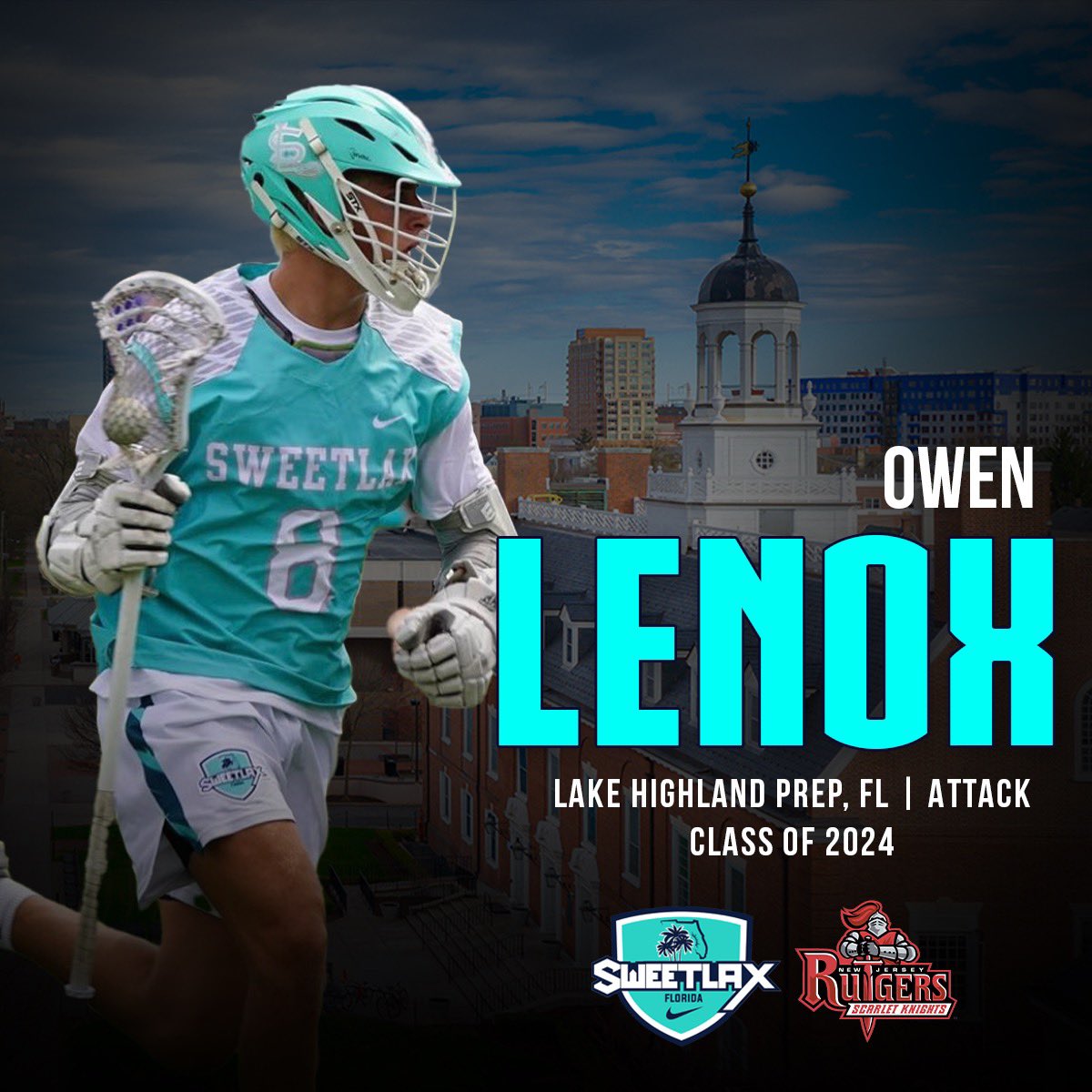 Big congrats to Owen Lenox from Lake Highland Prep on his commitment to play for @RUmlax in the Big Ten. ! Owen is a tall, rangy lefty with elite hands and finishing ability. He will be a force to be reckoned with in the Big Ten for years to come. Congrats to Owen and his family!