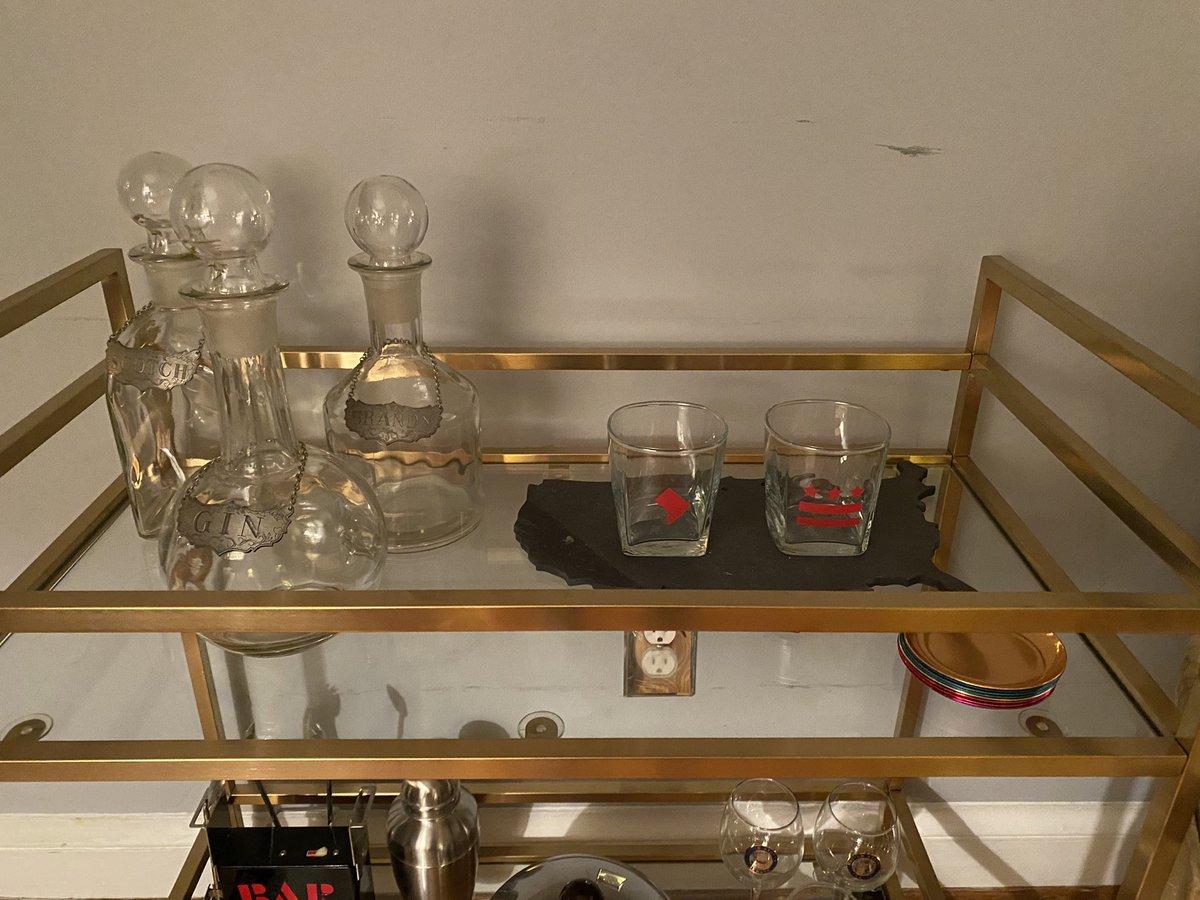 Rizabellepow's tweet photo. Bought a bar cart today and set it up! I’ve been dying to display my things I’ve been collecting for YEARS! #RPMDesignsDC https://t.co/yMi12H4ykv