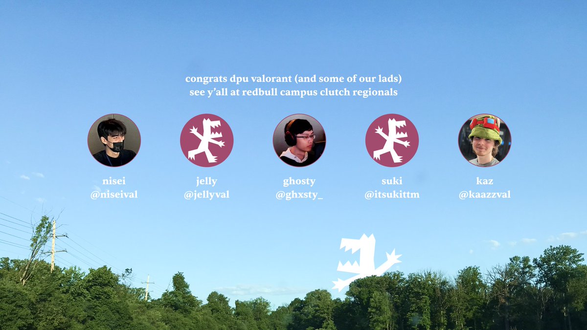 quick shoutout to some of lads are their mates at <a href="/DPUValorant/">DePaul Valorant</a> for qualifying for redbull campus clutch regionals

💪 @niseiVAL 
👻 <a href="/JellyVAL/">Jelly</a> 
🤖 @Ghxsty_ 
🤫 @itsukittm 
💪 <a href="/kaazzVAL/">kaz</a> 

#wemakemonsters

👺