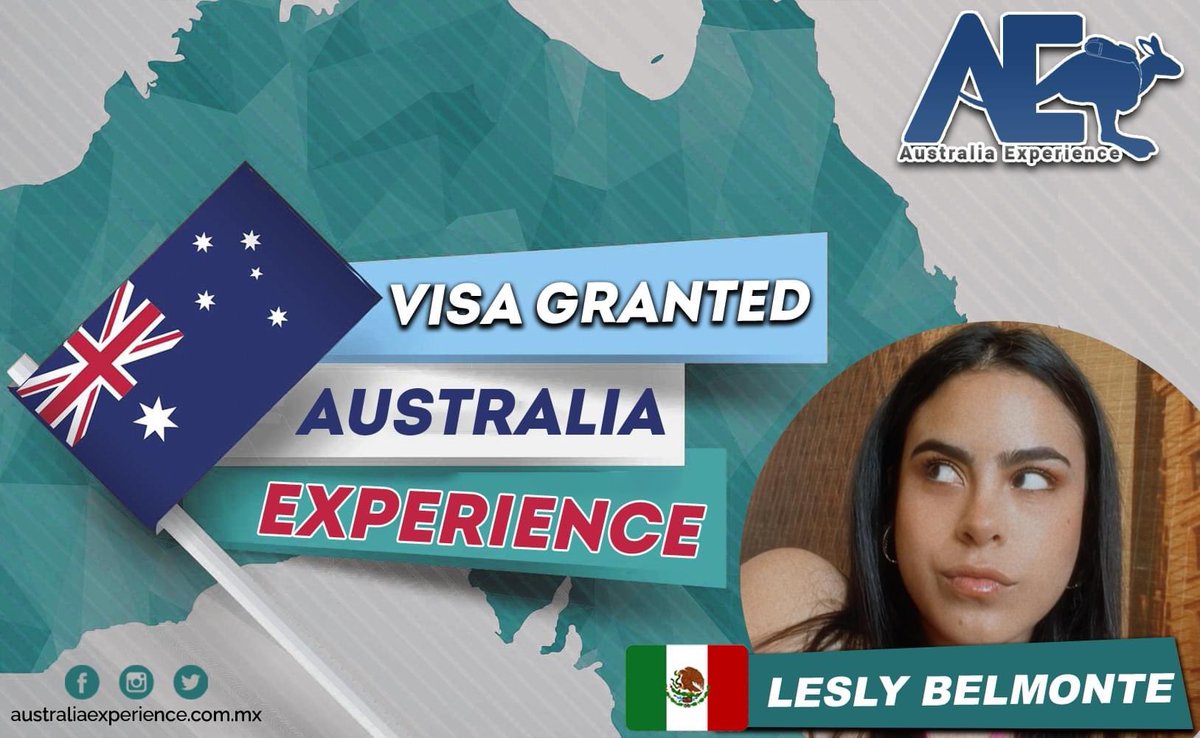 AustraliaExperi's tweet photo. ¡Felicidades Lesly!

#Australia te espera... ¡#VISA GRANTED!

¡A preparar maletas, a partir de hoy puedes volar a Australia!, ¡Nos vemos pronto en la tierra de los #Canguros y los #Koalas!

Buen viaje! 🇲🇽🛫🛬🇦🇺🌊🏄🏽‍♀️🐨🦘 https://t.co/8dMmmXTwNM
