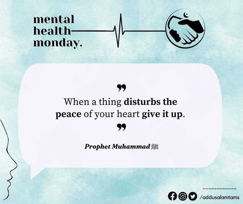 addusalamtams's tweet photo. Here’s your weekly reminder that mental health matters. So take a moment to sit back, breathe, and relax. Put your trust in Allah and may your week be blessed with progress, tranquility, joys, and victories.
#MentalHealthMondays
#SALAMMHM https://t.co/xaYO5qCDff