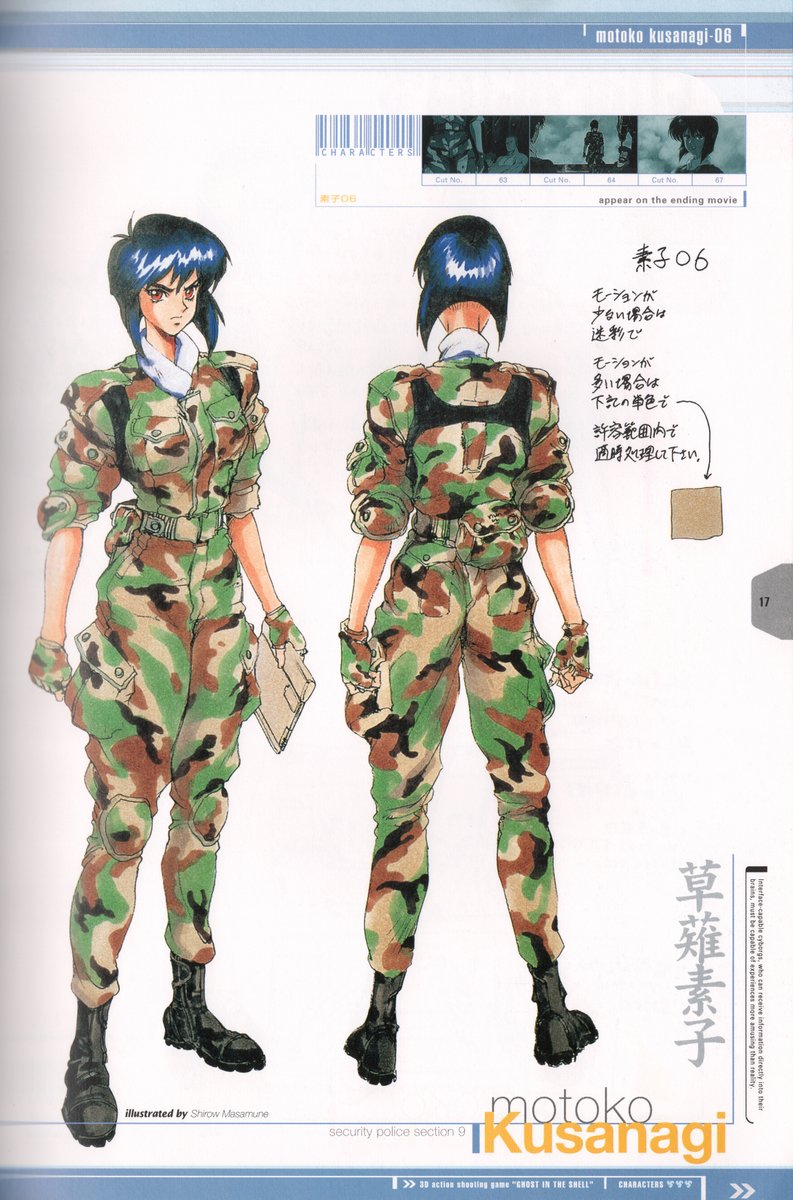 RT @nbajambook: Masamune Shirow's 1997 designs of Major Motoko Kusanagi for Ghost in the Shell on the PlayStation. https://t.co/K7iY1R2WjM